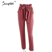Simplee Apparel OL chiffon high waist harem pants Women stringyselvedge summer style casual pants female 2016 New black trousers
women