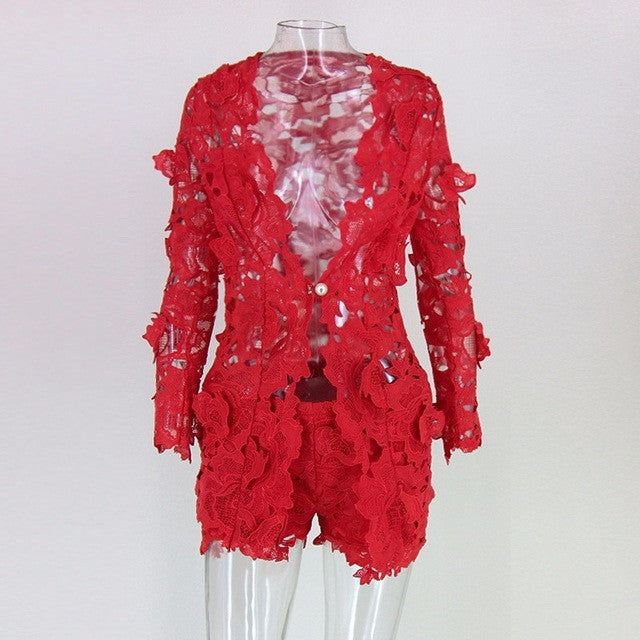 MATTEMAID Elegant Sexy 2 Piece Set Summer Women Lace Hollow Out 2 piec –  usa-fashion-group.COM