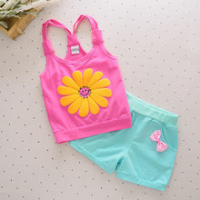 Baby Girls children short Sets Clothing Summer Sunflower T Shirts + Pants Cotton Sleeveless Kids Costume Boy Clothes Suits cs035
kids
