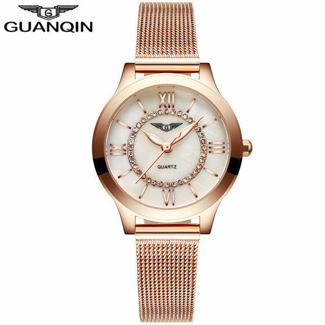 montre femme GUANQIN 2017 Women Dress Watches Women's Fashion Top Brand Stainless Steel Bracelet Quartz Watch relogio feminino-Women