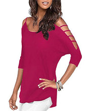 OUGES Women's Three-quarter Sleeves Hollowed Out Shoulder Casual Shirt Tops
women