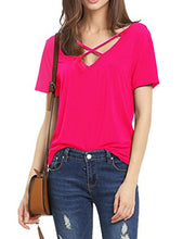 Haola Women's Summer Cross Front Tops Deep V Neck Casual Teen Girls Tees T Shirts
women