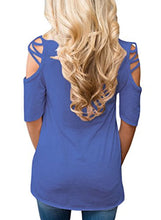 HOTAPEI Women's V Neck T Shirts Casual Loose Hollow Out Shoulder Tops and Blouses
women
