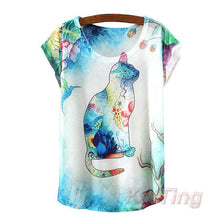 KaiTingu 2017 New Fashion Vintage Spring Summer T Shirt Women Clothing Tops Animal Owl Print T-shirt Printed White Woman Clothes
women