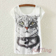 KaiTingu 2017 New Fashion Vintage Spring Summer T Shirt Women Clothing Tops Animal Owl Print T-shirt Printed White Woman Clothes
women