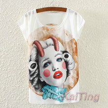 KaiTingu 2017 New Fashion Vintage Spring Summer T Shirt Women Clothing Tops Animal Owl Print T-shirt Printed White Woman Clothes
women