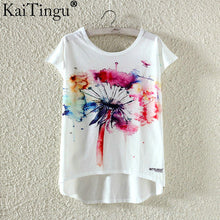 KaiTingu Fashion Summer Kawaii Cute T Shirt Harajuku High Low Style Cat Print T-shirt Short Sleeve T Shirt Women Tops Plus Size-women
