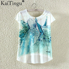 KaiTingu Fashion Summer Kawaii Cute T Shirt Harajuku High Low Style Cat Print T-shirt Short Sleeve T Shirt Women Tops Plus Size-women