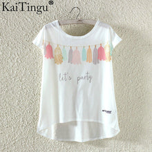 KaiTingu Fashion Summer Kawaii Cute T Shirt Harajuku High Low Style Cat Print T-shirt Short Sleeve T Shirt Women Tops Plus Size-women