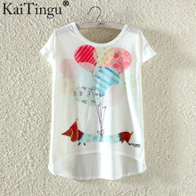 KaiTingu Fashion Summer Kawaii Cute T Shirt Harajuku High Low Style Cat Print T-shirt Short Sleeve T Shirt Women Tops Plus Size-women