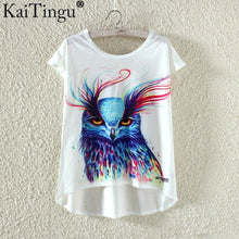 KaiTingu Fashion Summer Kawaii Cute T Shirt Harajuku High Low Style Cat Print T-shirt Short Sleeve T Shirt Women Tops Plus Size-women