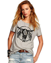 Romastory Womens Street Style Feather Pattern T-shirts Casual Loose Top Tee Shirts
women
