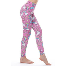 KYKU Brand Unicorn Leggings Women Leggins Fitness Legging Sexy Pants High Waist Push Up Shiny 3d Printed Rainbow Star Cat Donuts- Women