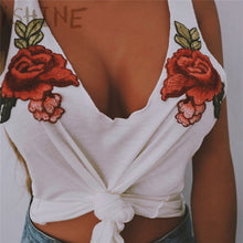 Fashion Sexy Black Tank Top Women cotton Floral Embroidery vest Deep V Neck Sleeveless Tops summer Beachwear Casual Top
women