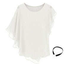 Fashion Story Women Casual T-shirt Short Sleeve Chiffon Top Crew Loose Blouse Bat Sleeve
women