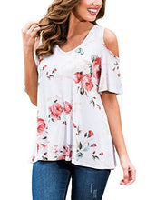 Chase Secret Womens Cold shoulder Floral Print Shirt With Ruffle Sleeve Blouse Casual Tops
women