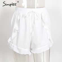 Simplee Ruffles high waist shorts women Sexy drawstring beach summer shorts Loose elastic waist streetwear shorts
women