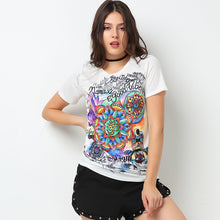 CWLSP Fashion Women T Shirts Short Sleeve women Print Letters T-Shirts Female Retro Graffiti Flower Tops Tee Lady T Shirts QA876
women