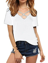 Haola Women's Summer Cross Front Tops Deep V Neck Casual Teen Girls Tees T Shirts
women