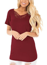 Astylish Women Sexy Criss Cross Short Sleeve Casual Loose Blouse Tops
women