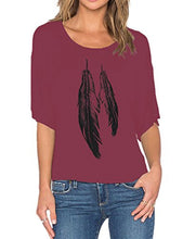 Romastory Womens Street Style Feather Pattern T-shirts Casual Loose Top Tee Shirts
women