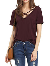 Haola Women's Summer Cross Front Tops Deep V Neck Casual Teen Girls Tees T Shirts
women