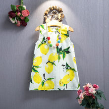 Summer Kids Dresses for Girls Lemon Flower Girl Dresses Cotton Sleeveless Children Sundress Summer Girls Clothes 2-7years
kids