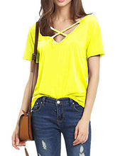 Haola Women's Summer Cross Front Tops Deep V Neck Casual Teen Girls Tees T Shirts
women