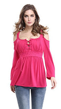 Mooncolour Women's 3/4 Sleeve Hollow Out Casual Loose Solid Blouse Tops
women