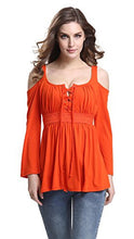 Mooncolour Women's 3/4 Sleeve Hollow Out Casual Loose Solid Blouse Tops
women