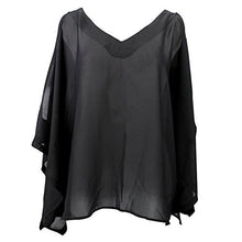 Fashion Story Women Casual T-shirt Short Sleeve Chiffon Top Crew Loose Blouse Bat Sleeve
women