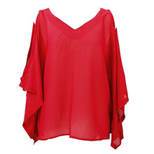 Fashion Story Women Casual T-shirt Short Sleeve Chiffon Top Crew Loose Blouse Bat Sleeve
women