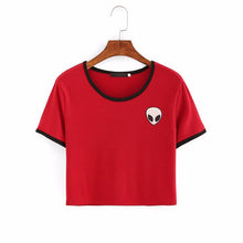 2017 Fashion Summer Kawaii Embroidery Rose Print Aliens T Shirts Women Short Sleeve Tops Tees Casual Female Pink T-shirt Ukraine
women
