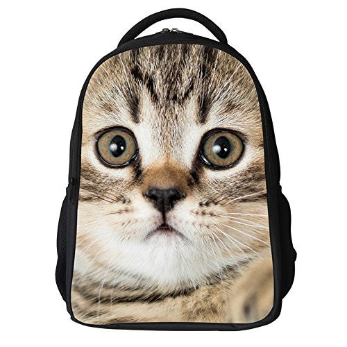 LQRUP Kids Cute Cat and Lion Face Printing Childrens School Backpacks