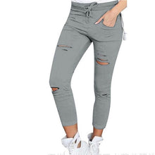 Women Casual Denim Skinny Cut Pencil Pants High Waist Stretch Jeans Trousers Cotton Drawstring Slim Leggings
women