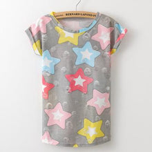 2017 New Women Summer Casual Basic T-shirt Stars printed Top Tee short sleeves hole Plus Size Cotton blusas
women
