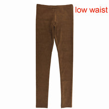 2016 spring suede leather women pants high waist large elastic slim retro leather suede pants for women
women