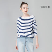 Toyouth T-Shirts 2017 Spring Women T-Shirt Stripe Printed Loose Base Casual Long Sleeve O-Neck Tees Tops
women