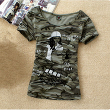 2017 Summer Tops Grown Pattern T Shirt Women Camouflage Military Uniform Stretch Tee Shirt Femme Plus Size Camisetas Mujer M~5XL
women