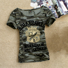 2017 Summer Tops Grown Pattern T Shirt Women Camouflage Military Uniform Stretch Tee Shirt Femme Plus Size Camisetas Mujer M~5XL
women