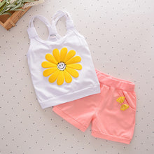 Baby Girls children short Sets Clothing Summer Sunflower T Shirts + Pants Cotton Sleeveless Kids Costume Boy Clothes Suits cs035
kids