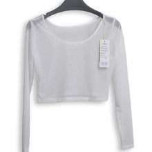 8 Colors Women Sexy Slim Semi-transparent Mesh Crop Tops Girl Long Sleeve Short T-Shirts Tees Single Layer Mesh