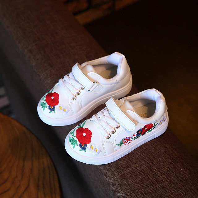 Autumn Children'S Shoes Girls Sneaker Fashion Casual Shoes With Flower Handmade Embroidery Kids Girls Breathable Shoes-kids