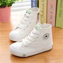 2015 spring and autumn child canvas shoes white high sneakers shoes sport shoes male shoes girls-kids