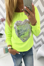 2017 Fashion Autumn t shirt women heart sequin top round neck heart shape blusa long sleeve woman shirts tops ladies tshirts tee