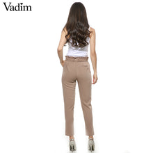 women OL chiffon high waist harem pants bow tie drawstring sweet elastic waist pockets casual trousers pantalones ZC047
women